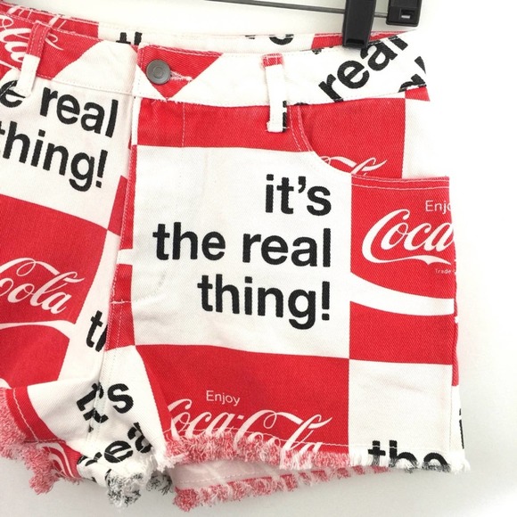 Coca Cola Denim Jean Shorts Size Medium High Waist - Picture 2 of 7